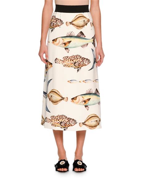 dolce gabbana fish print skirt|Designer skirts: mini, maxi, long, midì.